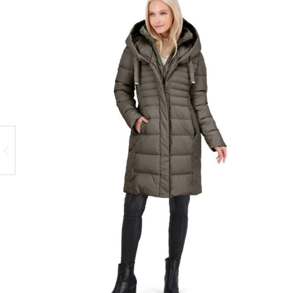 Tahari Women's French Gray Mid-Length Warm Winter Puffer Coat XL - Picture 4 of 9